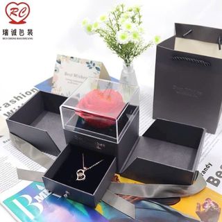 HỘP HOA QT PHỤ NỮ NẮP MỞ CÓ NGĂN KÉO ĐỰNG QUÀ TẶNG