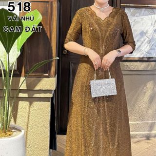 Đầm dạ hội trung niên chất nhũ 2 lớp, đính đá cao cấp, co giãn cực tốt cho mẹ dự tiệc sang trọng bigsize DN25 Nữ Dress Women