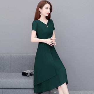 Đầm trung niên cho mẹ bigsize cao cấp dự tiệc sang trọng thiết kế dáng xoè đẹp HN13 ĐỎ Nữ Dress