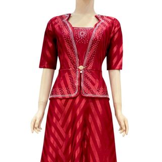 Đầm trung niên sang trọng dành cho mẹ,thiết kế cao cấp dự tiệc, thun sọc chính phẩm co giãn tốt đến 80kg DN11 Nữ Kem