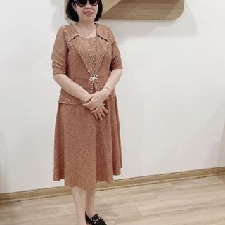 Đầm dạ hội trung niên chất liệu nhũ ánh kim co giãn cực tốt. cho mẹ dự tiệc sang trọng bigsize 80KG M453 Nữ Voan Women