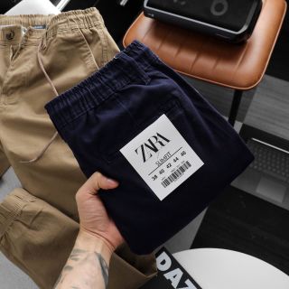 Jogger kaki Zara slim fit. Vải chính phẩm bền màu, cotton có thun co giãn 4 chiều thoải mái.