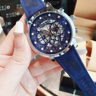 SĂN SALE ĐẦU NĂM ĐỒNG HỒ NAM TRUNG CẤP MONBLAN DÂY DA MẶT CHONOGRAP CHẤM TRẮNG