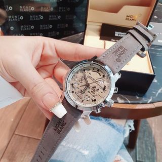 SĂN SALE ĐẦU NĂM ĐỒNG HỒ NAM TRUNG CẤP MONBLAN DÂY DA MẶT CHONOGRAP CHẤM ĐEN