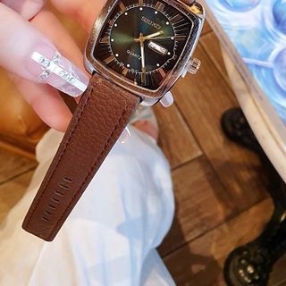 SĂN SALE ĐẦU NĂM ĐỒNG HỒ NAM TRUNG CẤP SEICO DÂY DA NÂU MẶT VUÔNG