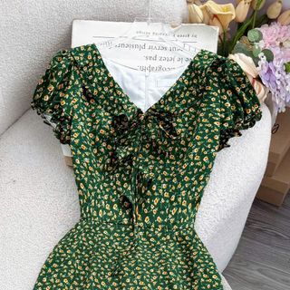 Đầm lụa hoa cao cấp, dáng xòe giúp che khuyết điểm tốt, đầm công sở dự tiệc sang trọng B2