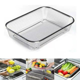 RỖ INOX LƯỚI THƯA CHỮ NHẬT 34x25x6cm