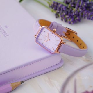 ĐỒNG HỒ NỮ CAO CẤP D WELLINGTON QUARDO LAVENDER  DÂY DA MẶT CN TÍM HỘP NƠ TEM