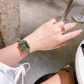 ĐỒNG HỒ NỮ CAO CẤP YXL MẶT VUÔNG DÂY DA XANH FULLBOX