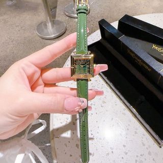 ĐỒNG HỒ NỮ CAO CẤP YXL MẶT VUÔNG DÂY DA XANH FULLBOX