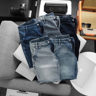 Short Jean nam 5 Colors.   Chất jean chính phẩm co giản xịn sò dày dặn fom slim ngang gối.