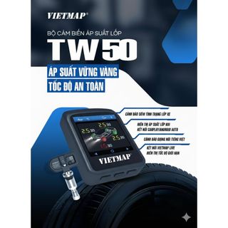 Cảm biến áp suất lốp (TPMS) van trong VIETMAP TW50 cảnh báo tiếng Việt, hiển thị tốc độ giới hạn