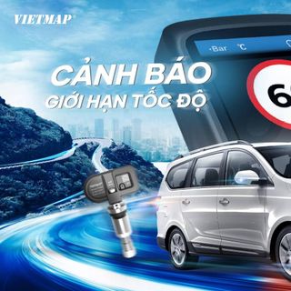Cảm biến áp suất lốp (TPMS) van trong VIETMAP TW50 cảnh báo tiếng Việt, hiển thị tốc độ giới hạn