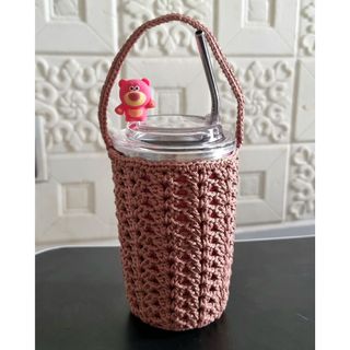 Ly giữ nhiệt hoạt hình Disney gấu dâu 450ml, siêu cool kèm ống hút inox 304 và túi xách handmade xinh xắn