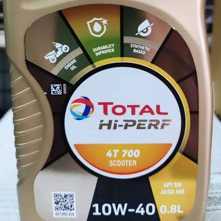 Dầu Nhớt xe số Total Hi-Perf 4T 700 MA2 10W40 - 0.8L nhập khẩu Singapore chính hãng