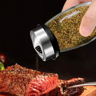 Bộ 6 lọ đựng gia vị thủy tinh chống vỡ, xoay 360 độ, Hũ đựng gia vị cao cấp loại 1