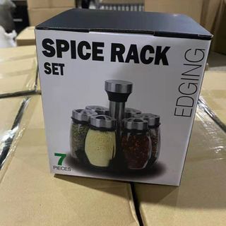 Bộ 6 lọ đựng gia vị thủy tinh chống vỡ, xoay 360 độ, Hũ đựng gia vị cao cấp loại 1