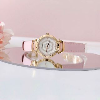 QUỐC TẾ PN ĐỒNG HỒ NỮ CAO CẤP SALVATHORE DÂY DA MẶT HOA MÀU HỒNG VIỀN BEZEL VÀNG