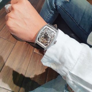 ĐỒNG HỒ NAM SIÊU CẤP PRANCK VIỀN XOÀN DÂY DA MÁY CƠ LỘ MÁY