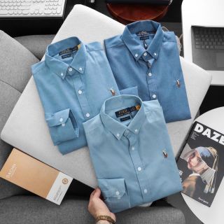 Sơ mi Dài Tay nam. Chất vải Denim Cotton, Mình vải mỏng vừa tay, mềm mịn mắc thoải mái.