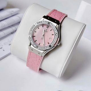 ĐỒNG HỒ NỮ CAO CẤP HULOT MÀU HỒNG MẶT XÀ CỪ NIỀNG HỘT ĐƠN