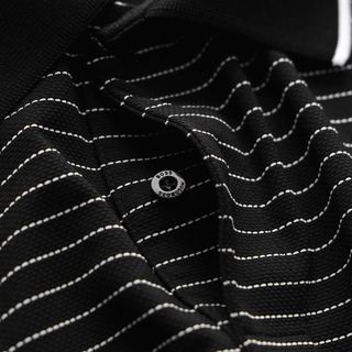 Polo nam.  Chất vải Rayon sọc dệt tuyến tính tạo hoạ tiết nổi bật. Vải co giãn 4 chiều cao cấp, ko nhăn, mềm, mướt.