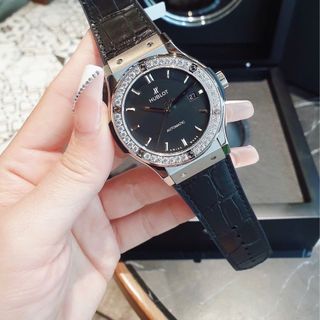 ĐỒNG HỒ COUPLE SIÊU CẤP HB HULOT CAO SU BỌC DA ĐEN CÓ GIẤY KIỂM ĐỊNH