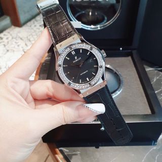 ĐỒNG HỒ COUPLE SIÊU CẤP HB HULOT CAO SU BỌC DA ĐEN CÓ GIẤY KIỂM ĐỊNH