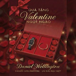 SET QUỐC TẾ PHỤ NỮ HỘP HOA HỒNG ĐỎ DANIEL W CAO CẤP DÂY QUARDO VÀ CUFF