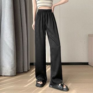 Quần lụa min min dáng suông chữ in , chất vải mềm mịn phong cách hàn quốc