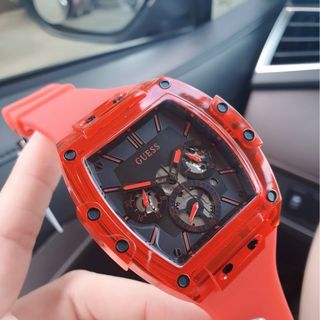 ĐỒNG HỒ NAM NỮ CAO CẤP GUECC MẶT CN CHONOGRAP SILICON ĐỎ GIÁ MỚI