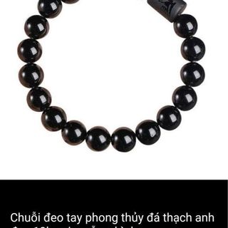 Chuỗi đeo tay đen đá thạch anh 10ly 15k rẻ sang trọng