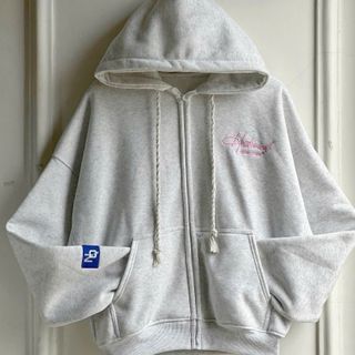 Áo Khoác Dày Mịn với Logo Thêu Chữ Hồng