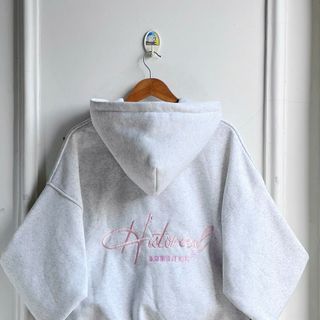 Áo Khoác Dày Mịn với Logo Thêu Chữ Hồng