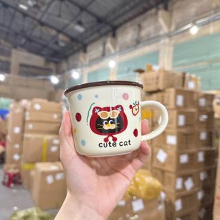 Cốc Sứ Viền Nâu Cute (THÙNG 60C)