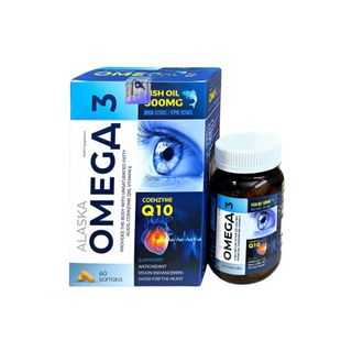 Viên uống Alaska Omega 3 Fish Oil/Coenzyme Q10 giúp tăng cường thị lực, tốt cho tim mạch hộp 60 viên