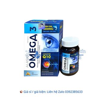Viên uống Alaska Omega 3 Fish Oil/Coenzyme Q10 giúp tăng cường thị lực, tốt cho tim mạch hộp 60 viên