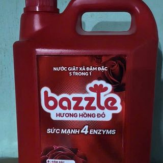Bazzle Nước Giặt Xả Đậm Đặc 5 Trong 1 Hương Hồng Đỏ Sức Mạnh 4 Enzymes 5kg