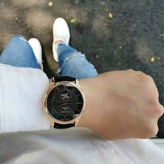 ĐỒNG HỒ NAM SIÊU CẤP TIXOT DÂY DA MẶT ĐEN VIỀN ĐỒNG AUTOMATIC FULLBOX HÃNG