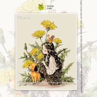 Tranh tô màu theo số, tranh số hóa CHỮA LÀNH - AN YÊN, đã căng khung 40x50cm