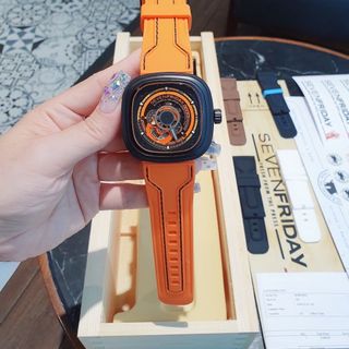 ĐỒNG HỒ NAM SIÊU CẤP SEV7N PRIDAY MÁY CƠ MÀU NÂU VÀ CAM TẶNG KÈM DÂY FULLBOX