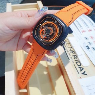 ĐỒNG HỒ NAM SIÊU CẤP SEV7N PRIDAY MÁY CƠ MÀU NÂU VÀ CAM TẶNG KÈM DÂY FULLBOX