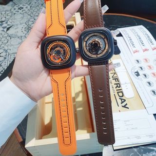 ĐỒNG HỒ NAM SIÊU CẤP SEV7N PRIDAY MÁY CƠ MÀU NÂU VÀ CAM TẶNG KÈM DÂY FULLBOX