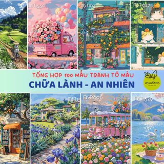 Tranh tô màu theo số, tranh số hóa CHỮA LÀNH - AN YÊN, đã căng khung 40x50cm