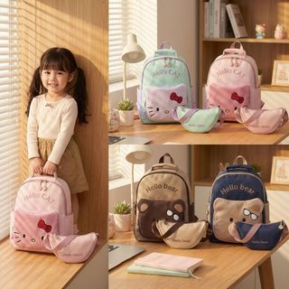 BALO MẦM NON HÌNH GẤU & KITTY SIÊU DỄ THƯƠNG – BÉ ĐI HỌC LÀ MÊ NGAY A3705 - PIPI STORE