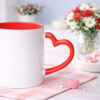 Ly sứ song màu quai tim phong cách Hàn Quốc