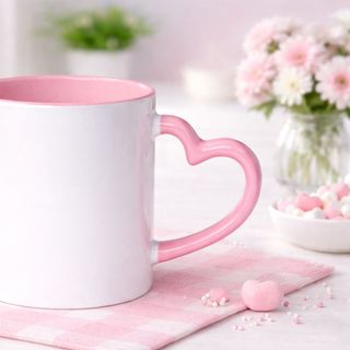 Ly sứ song màu quai tim phong cách Hàn Quốc