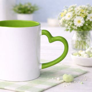 Ly sứ song màu quai tim phong cách Hàn Quốc