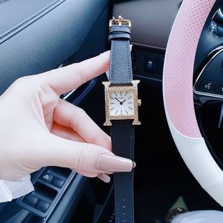 ĐỒNG HỒ NỮ CAO CẤP HERMET DÂY DA VIỀN ĐÁ VÀNG GIÁ MỚI