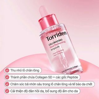 Serum Torriden Cellmazing Pore Perfecting Ampoule 50ml – Thu Nhỏ Lỗ Chân Lông, Collagen 5D & Peptide Dưỡng Da Căng Mịn